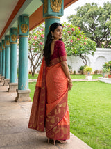 MIMOSA Peach Mysore Silk Crepe Saree — pose 5 styling detail