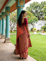 MIMOSA Peach Mysore Silk Crepe Saree — pose 7 styling detail