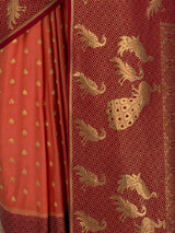 MIMOSA Peach Mysore Silk Crepe Saree — fleets shot full lifestyle
