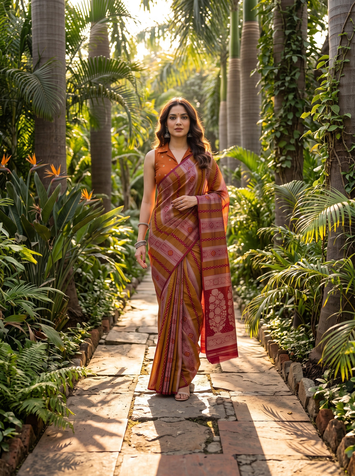 MIMOSA Maroon Saree Saree — pose 6 styling detail