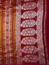 MIMOSA Maroon Saree Saree — pallu and zari work detail