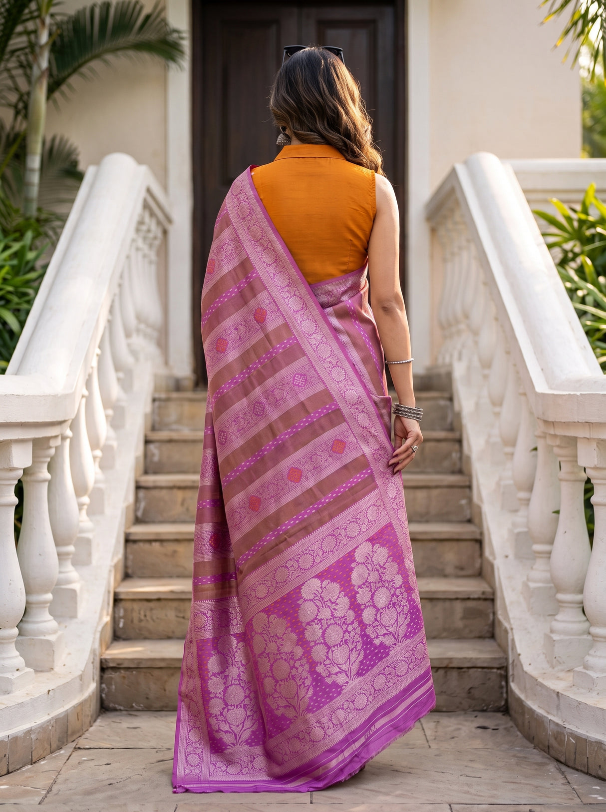 MIMOSA Pink Saree Saree — pose 2 styling detail