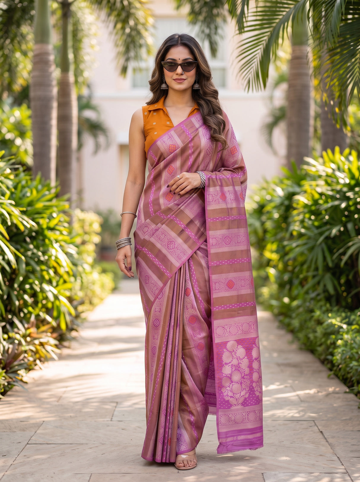 MIMOSA Pink Saree Saree — pose 6 styling detail