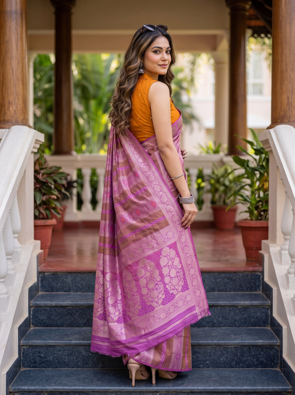 MIMOSA Pink Saree Saree — pose 7 styling detail