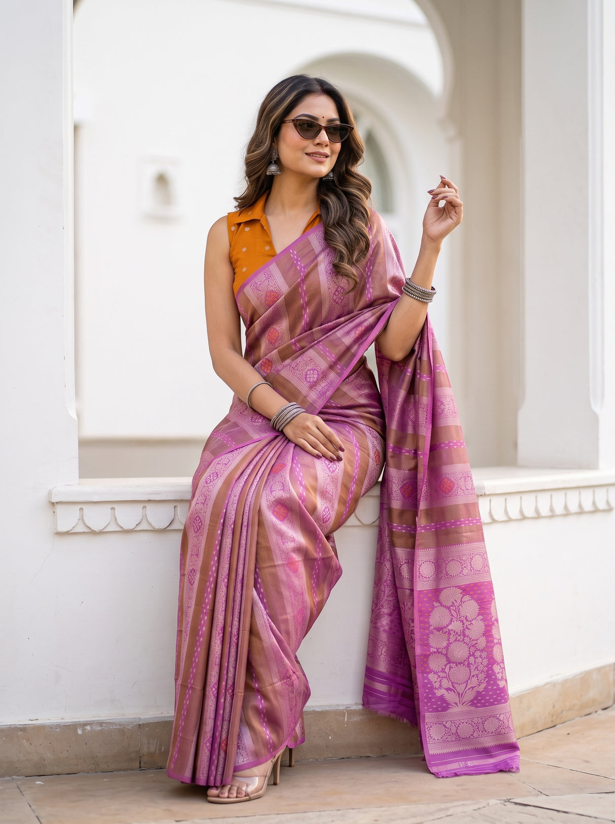 MIMOSA Pink Saree Saree — pose 8 styling detail