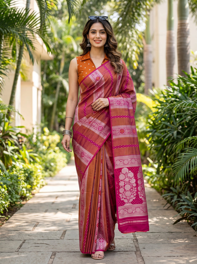 MIMOSA Rani Saree Saree — front view on mannequin