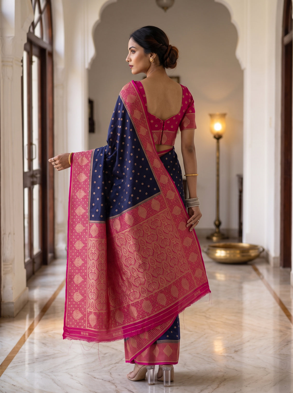 MIMOSA Navy Saree Saree — pose 3 styling detail