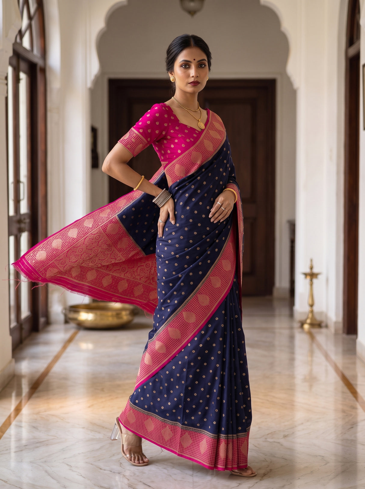 MIMOSA Navy Saree Saree — pose 5 styling detail