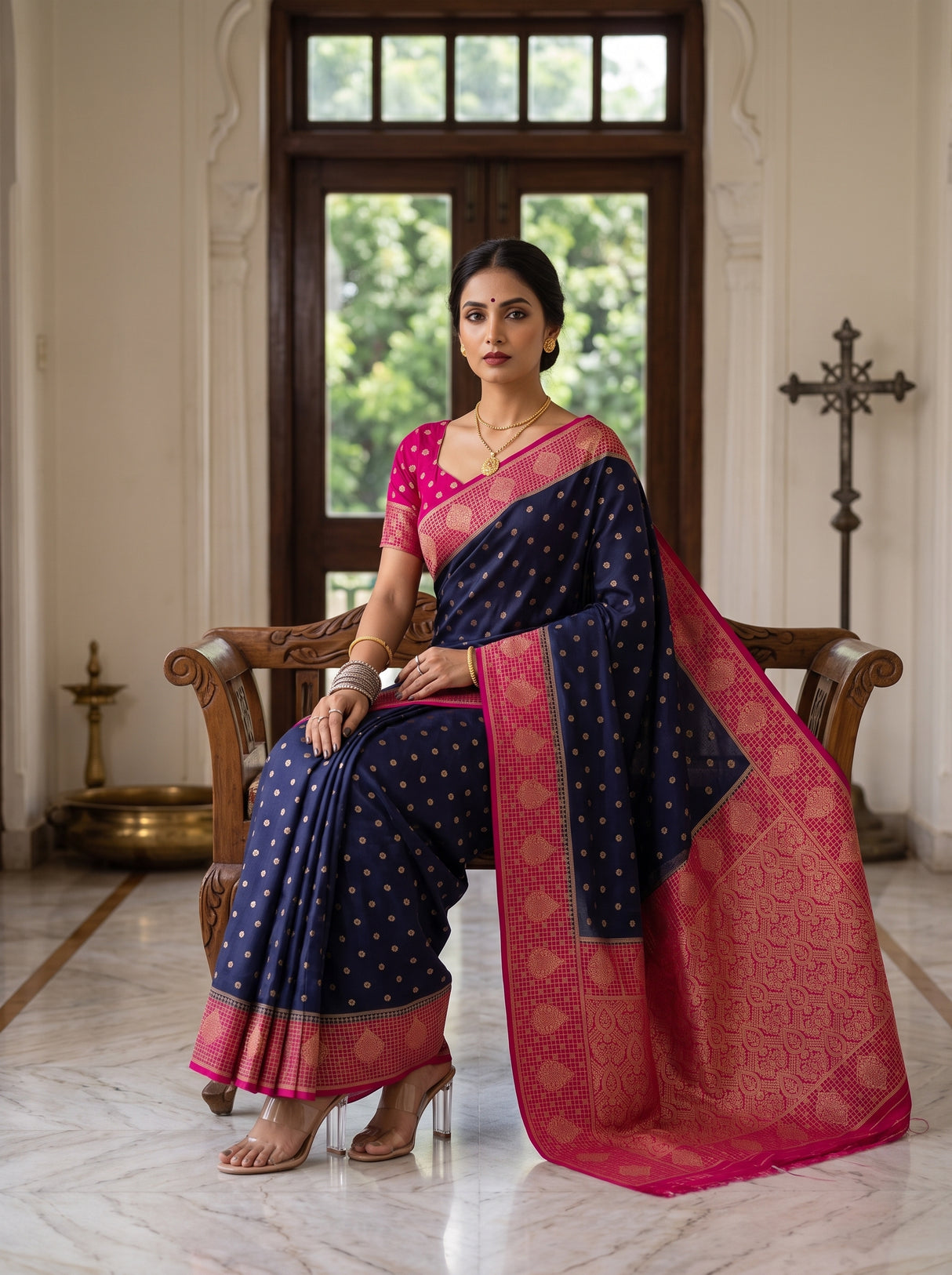 MIMOSA Navy Saree Saree — pose 8 styling detail