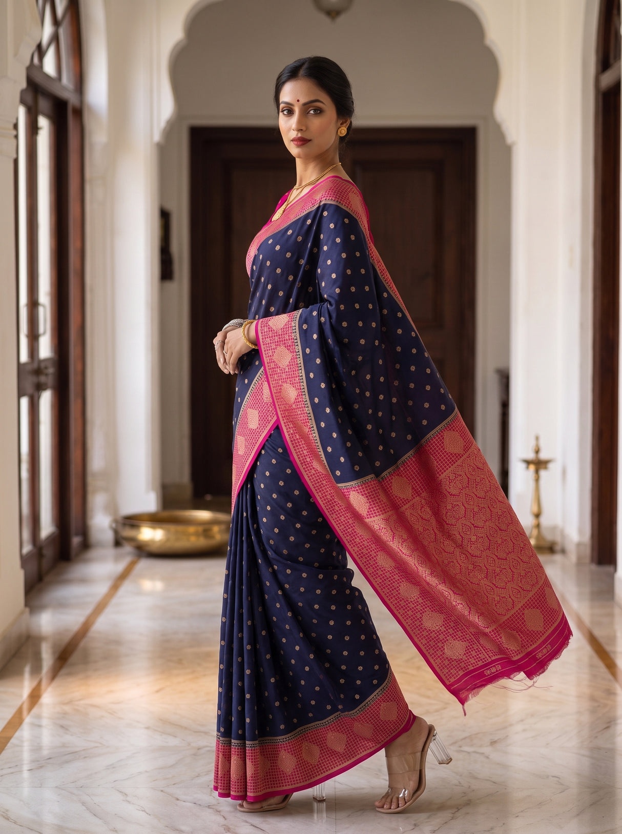MIMOSA Navy Saree Saree — pose 9 styling detail