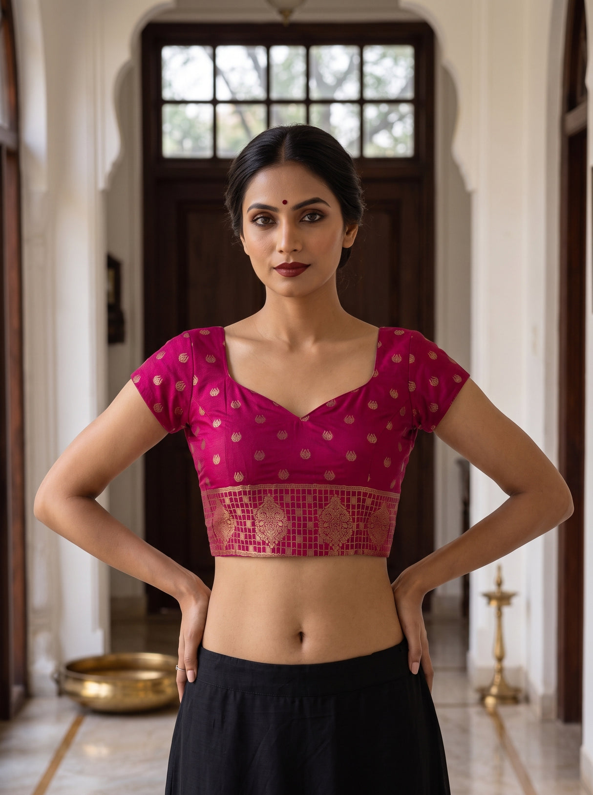MIMOSA Navy Saree Saree — blouse close-up