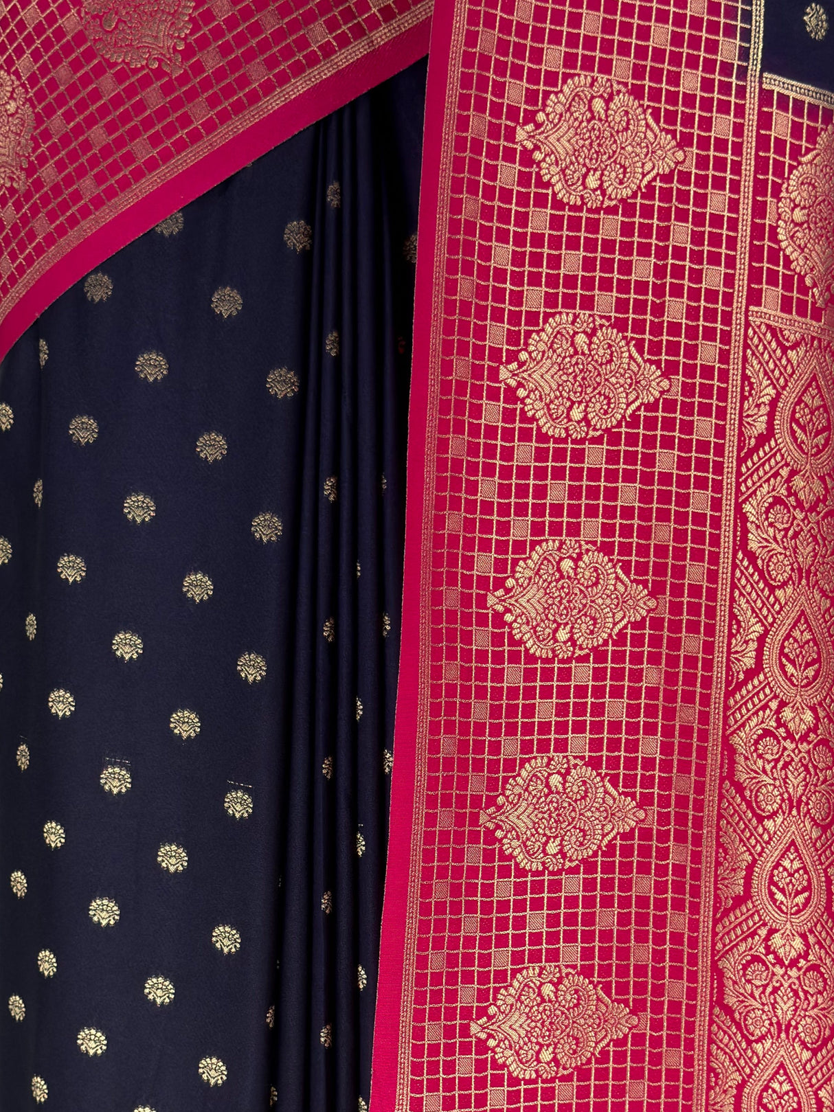MIMOSA Navy Saree Saree — fleets shot full lifestyle