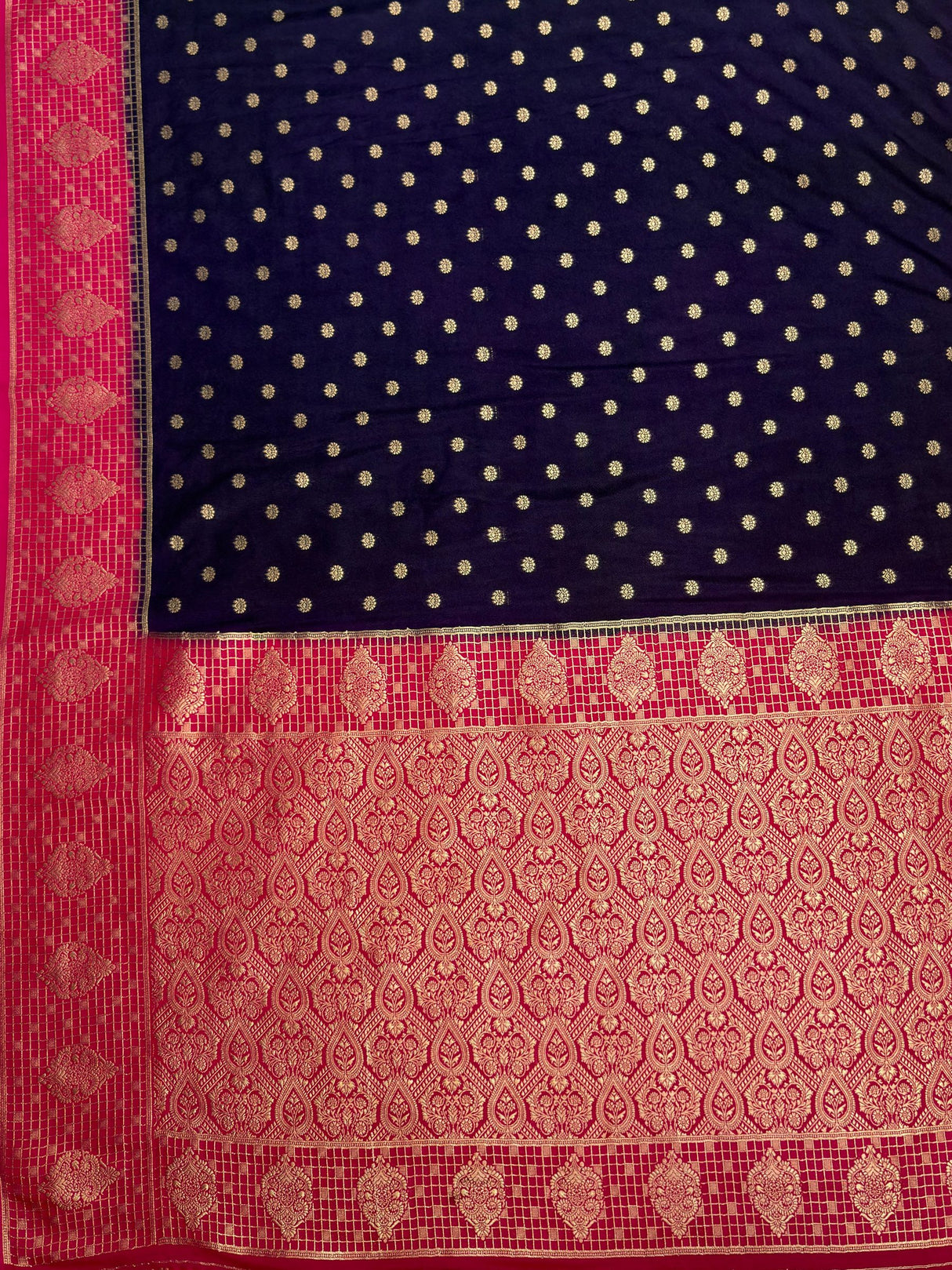 MIMOSA Navy Saree Saree — pallu and zari work detail