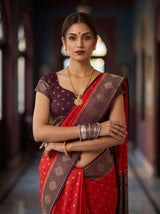 MIMOSA Orange Saree Saree — pose 10 styling detail