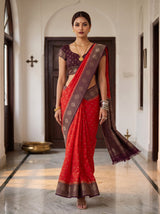 MIMOSA Orange Saree Saree — pose 6 styling detail