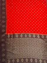 MIMOSA Orange Saree Saree — pallu and zari work detail