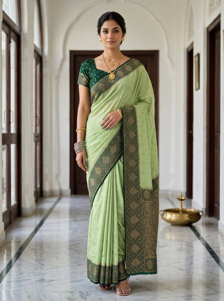 MIMOSA Pista Saree Saree — front view on mannequin