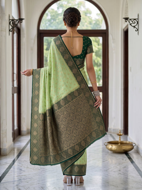 MIMOSA Pista Saree Saree — pose 2 styling detail