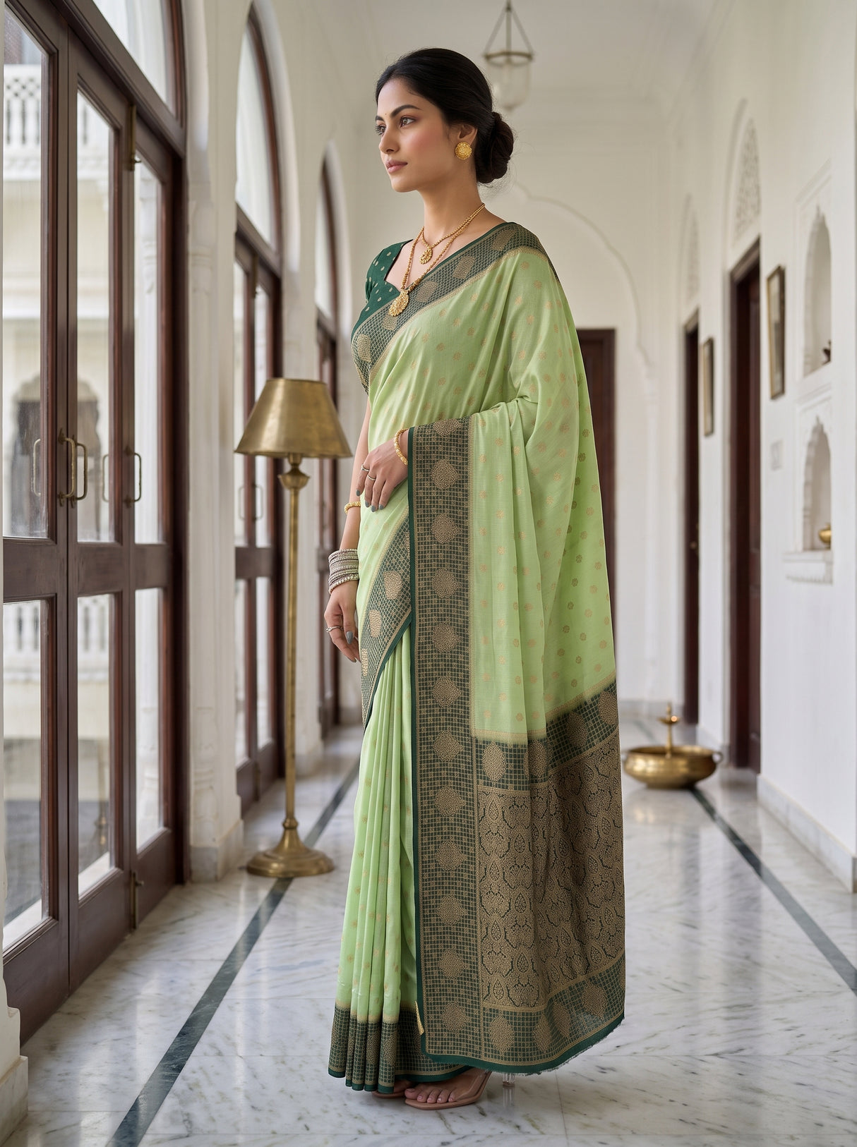 MIMOSA Pista Saree Saree — pose 3 styling detail