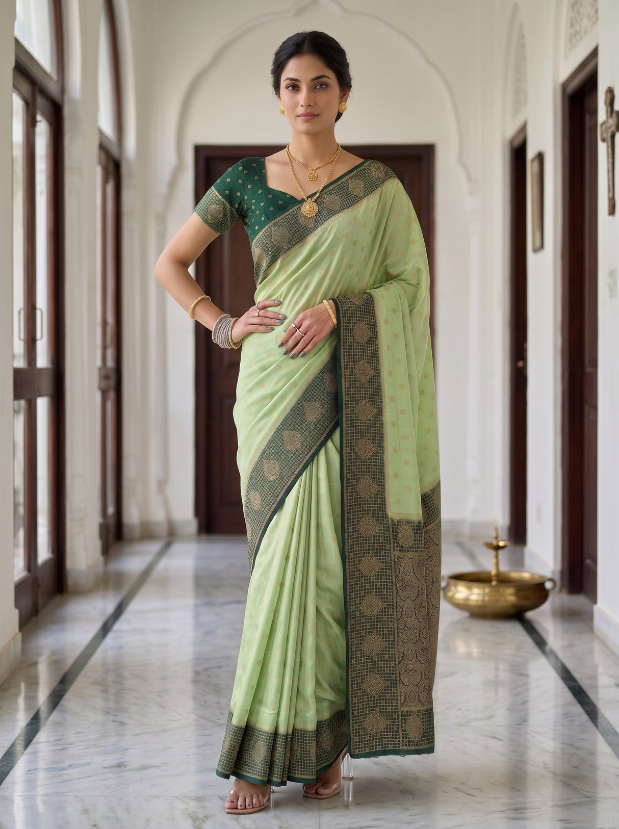 MIMOSA Pista Saree Saree — pose 4 styling detail