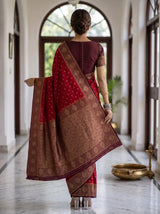 MIMOSA Red Saree Saree — pose 2 styling detail