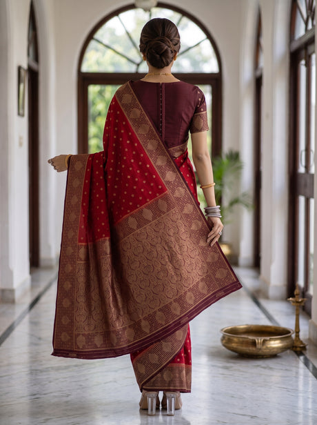 MIMOSA Red Saree Saree — pose 2 styling detail