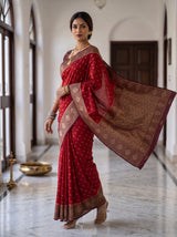MIMOSA Red Saree Saree — pose 9 styling detail