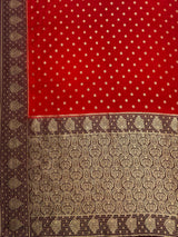 MIMOSA Red Saree Saree — pallu and zari work detail