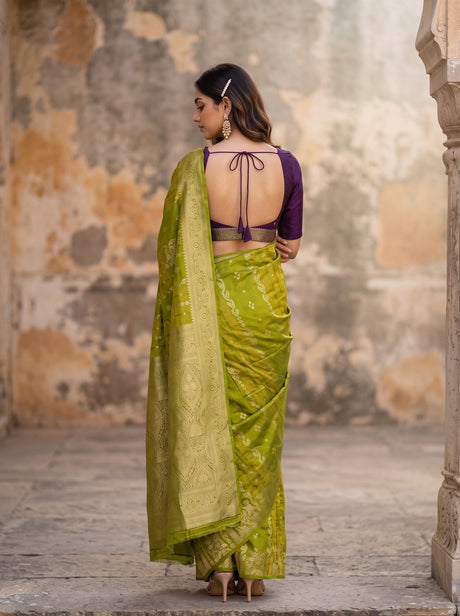 MIMOSA Olive Saree Saree — pose 2 styling detail