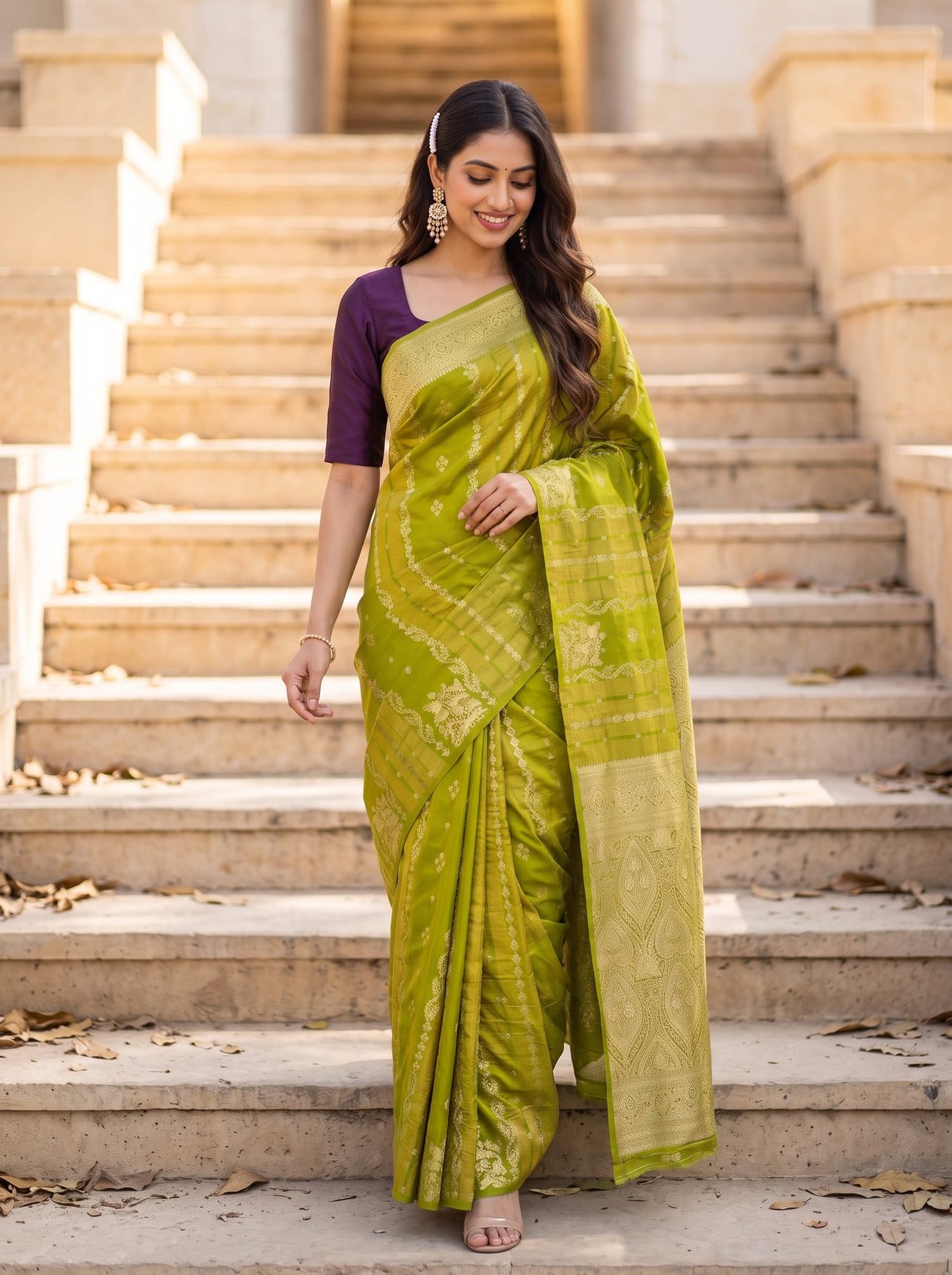 MIMOSA Olive Saree Saree — pose 6 styling detail