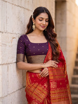 MIMOSA Orange Saree Saree — pose 10 styling detail