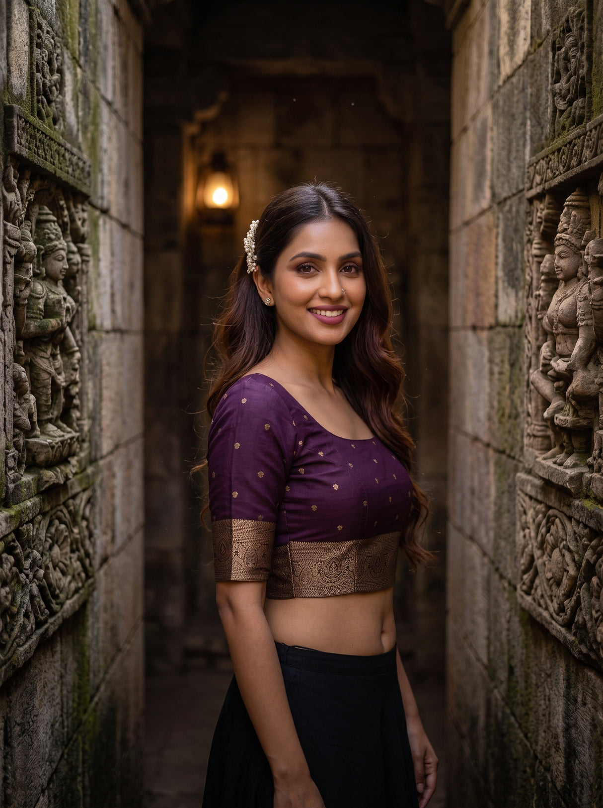 MIMOSA Orange Saree Saree — blouse close-up