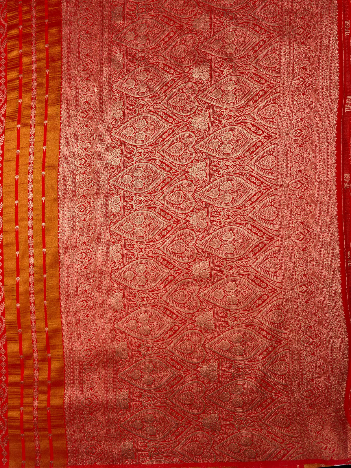 MIMOSA Orange Saree Saree — pallu and zari work detail