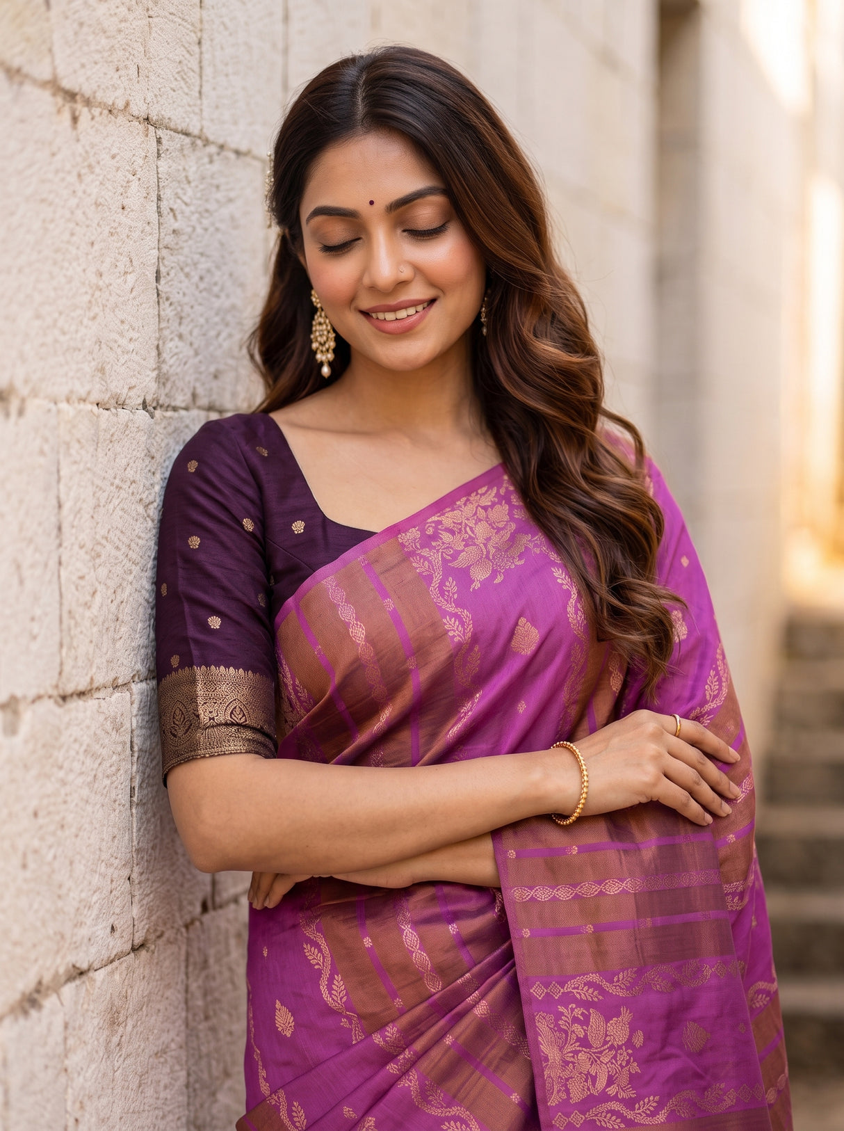 MIMOSA Pink Saree Saree — pose 10 styling detail
