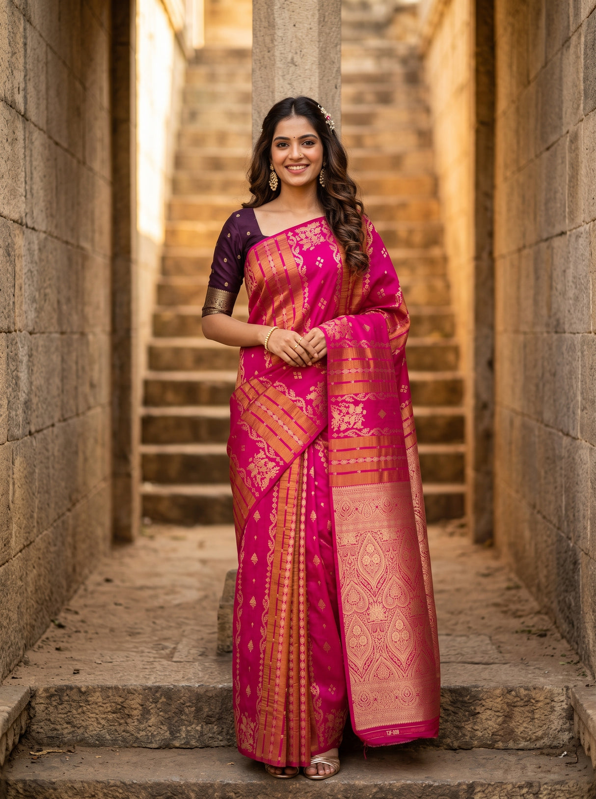 MIMOSA Rani Saree Saree — front view on mannequin