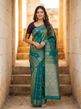MIMOSA Sapphire Saree Saree — front view on mannequin