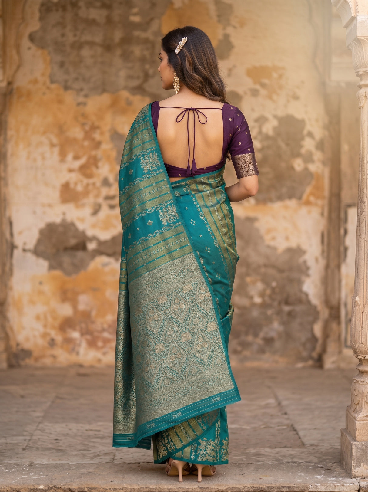 MIMOSA Sapphire Saree Saree — pose 2 styling detail