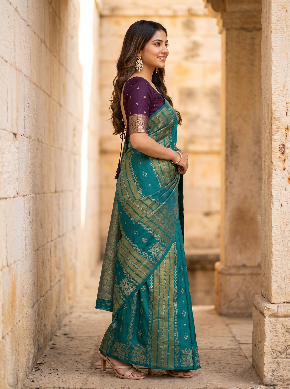 MIMOSA Sapphire Saree Saree — pose 3 styling detail