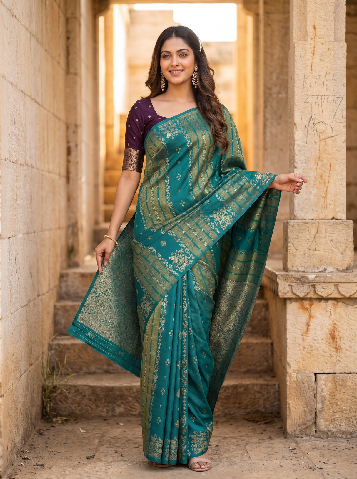 MIMOSA Sapphire Saree Saree — pose 5 styling detail