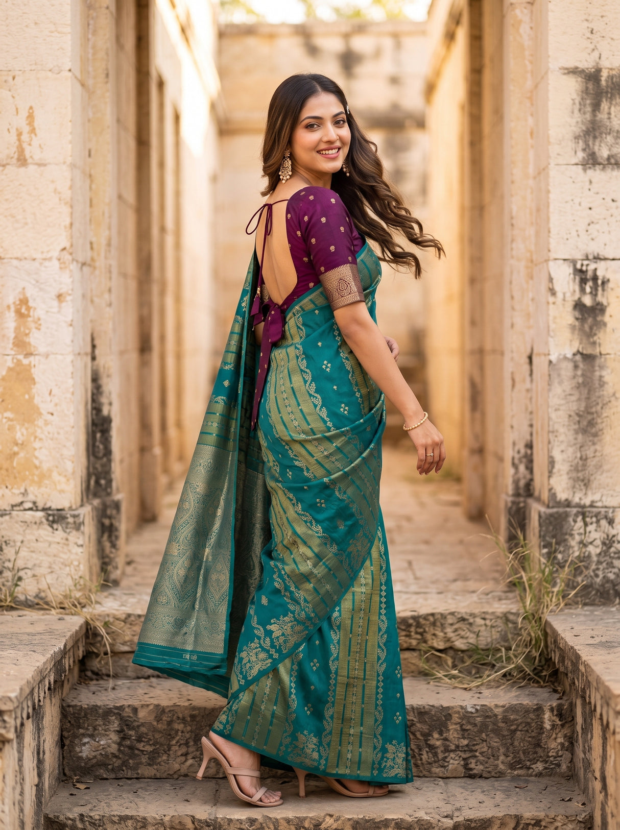 MIMOSA Sapphire Saree Saree — pose 9 styling detail
