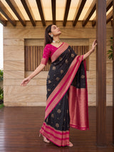 MIMOSA Chocolate Saree Saree — pose 5 styling detail