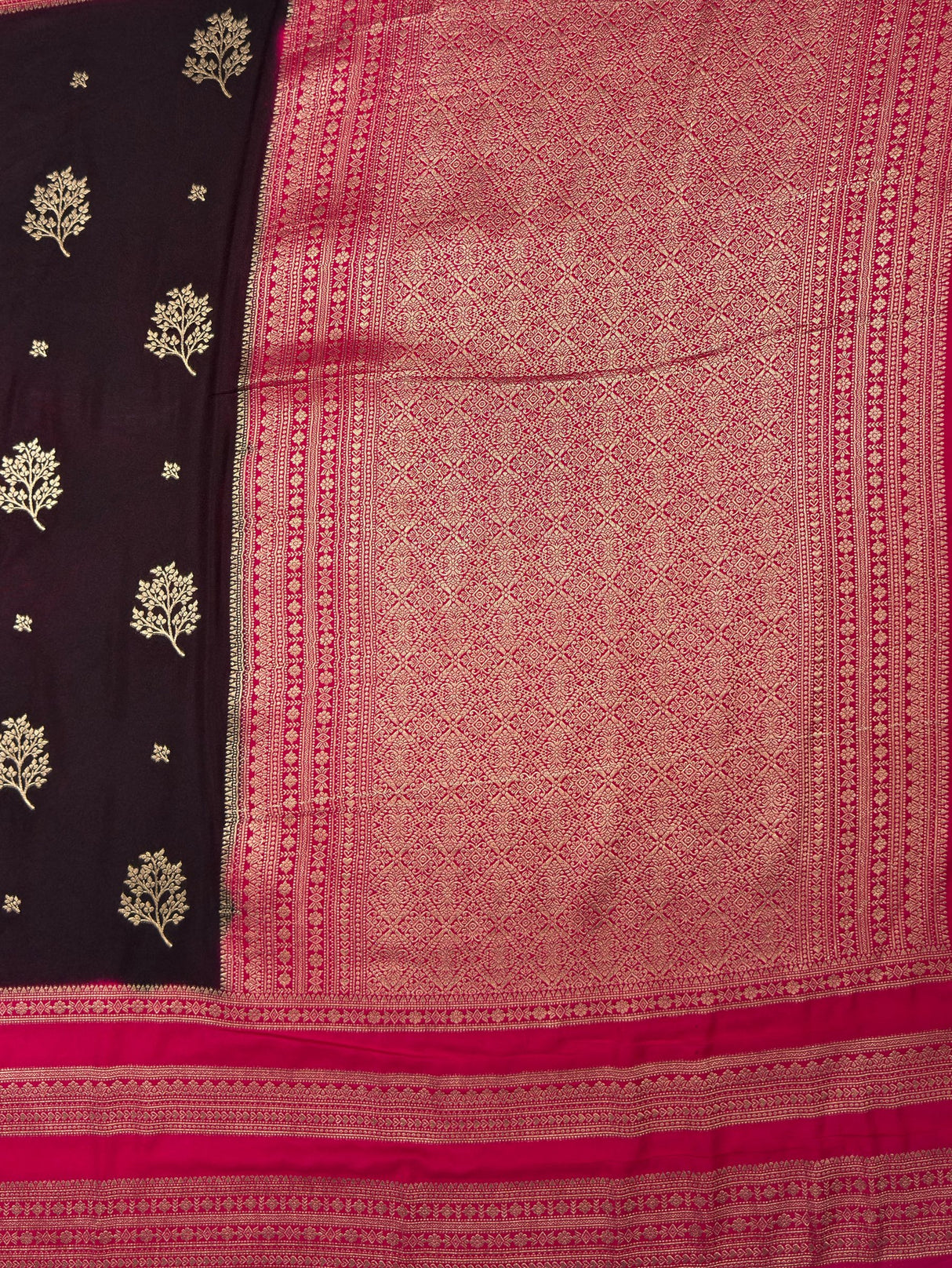 MIMOSA Chocolate Saree Saree — pallu and zari work detail