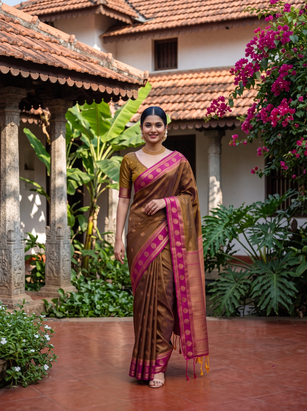 MIMOSA Chocolate Saree Saree — pose 6 styling detail