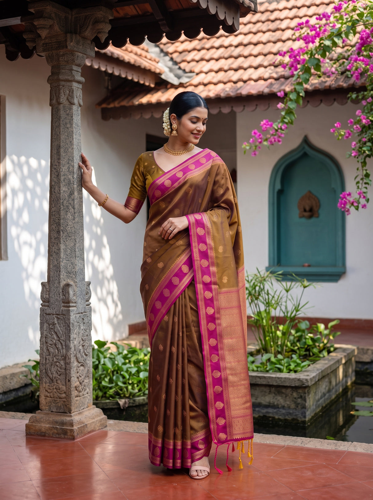 MIMOSA Chocolate Saree Saree — pose 9 styling detail