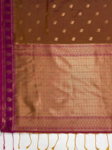 MIMOSA Chocolate Saree Saree — pallu and zari work detail