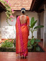 MIMOSA Peach Kanjivaram Art Silk Saree — Saree shot pallu and body