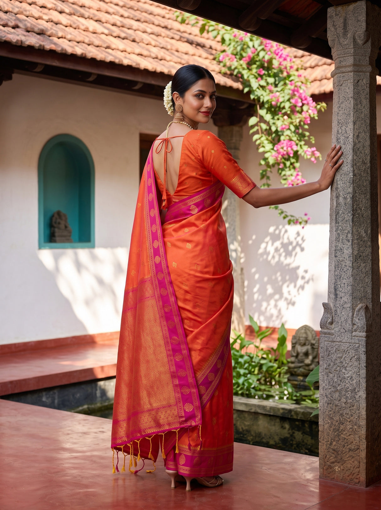 MIMOSA Peach Saree Saree — pose 7 styling detail