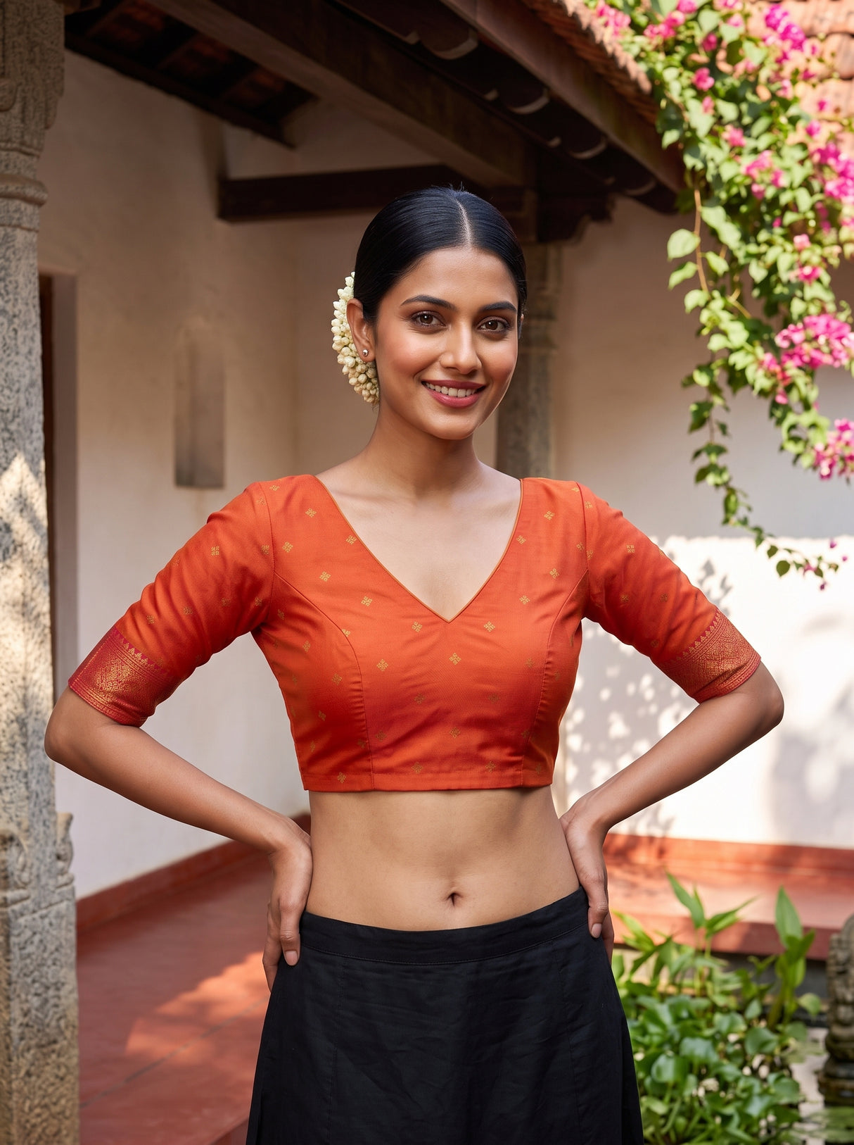 MIMOSA Peach Saree Saree — blouse close-up