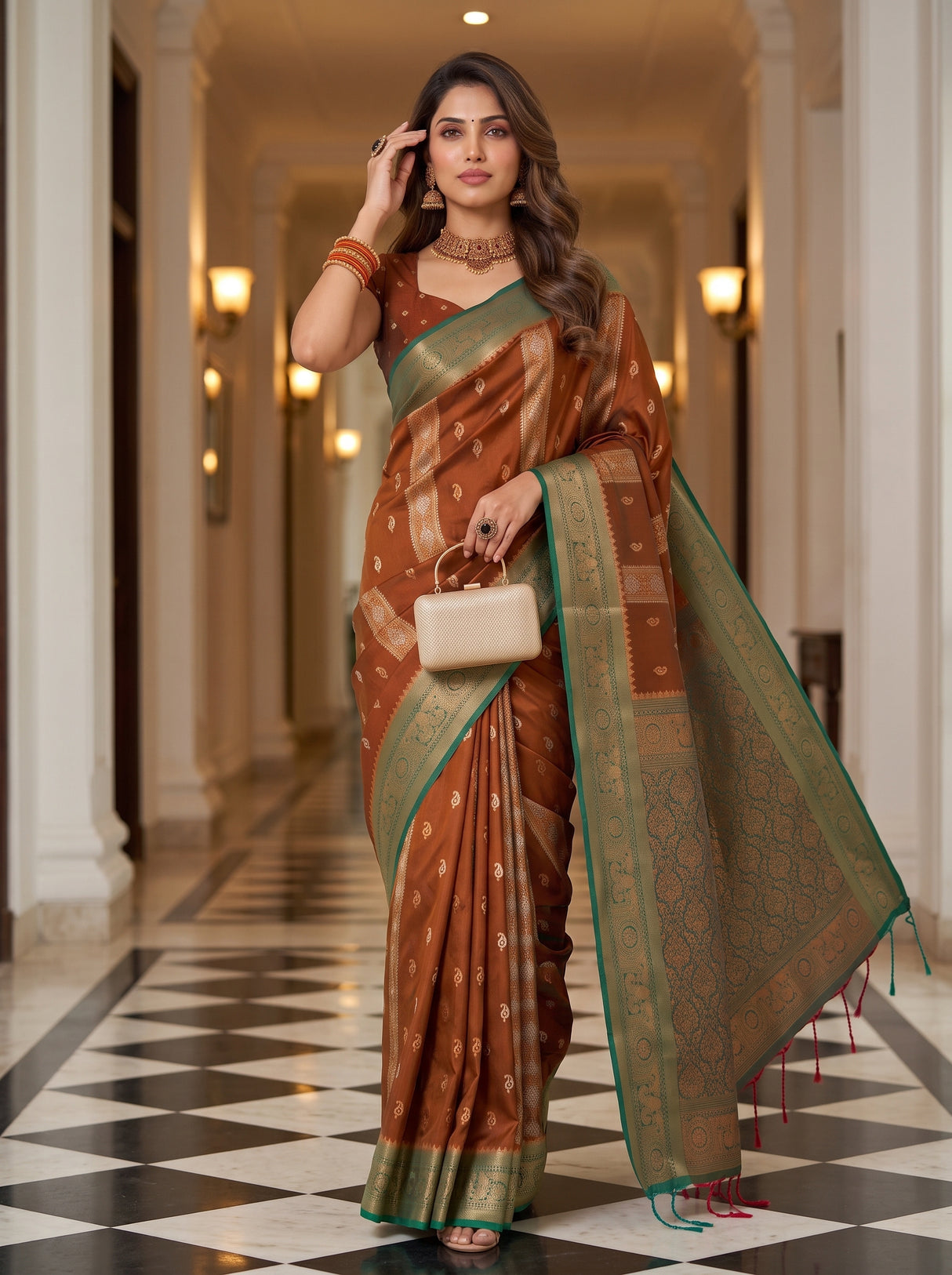 MIMOSA Brown Saree Saree — pose 5 styling detail