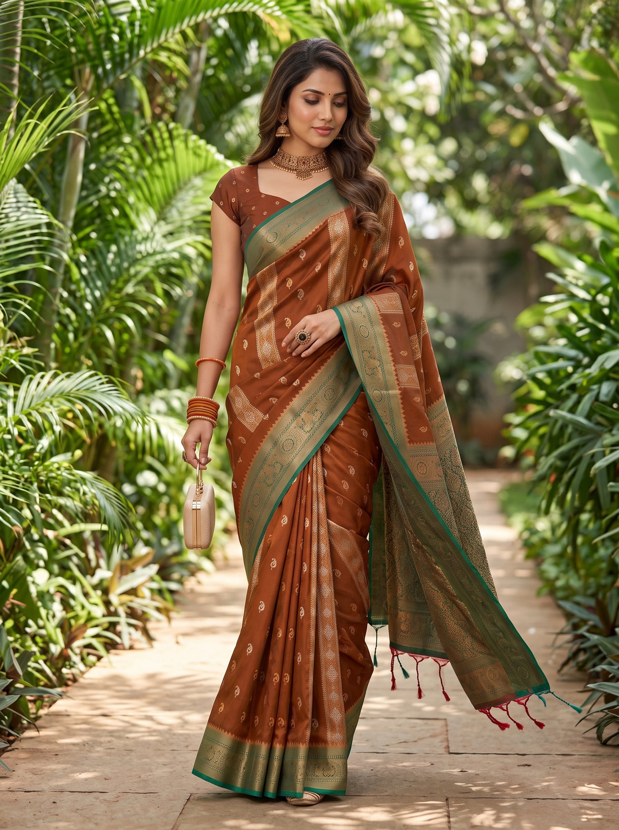 MIMOSA Brown Saree Saree — pose 6 styling detail